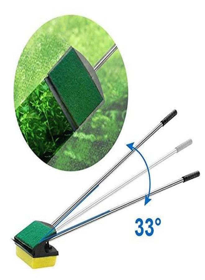 فرشاة تنظيف أحواض السمك متعددة الوظائف ذات وجهين بمقبض طويل من فاييناتو® بطول 47 سم - مصنوعة من الفولاذ المقاوم للصدأ مع فرشاة تنظيف الطحالب الخضراء والصفراء | مثالية لجدران حوض السمك والماء - Image 5